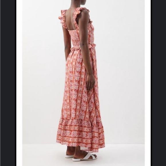 LUG VON SIGA Helena Printed Linen-blend Maxi Dress in Brick Red - Sz 10 / 42 - Picture 6 of 16